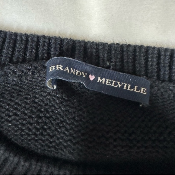 Brandy Melville Argyle Sweater Black Gray Red Academia Preppy One Size (Small) - Picture 6 of 10